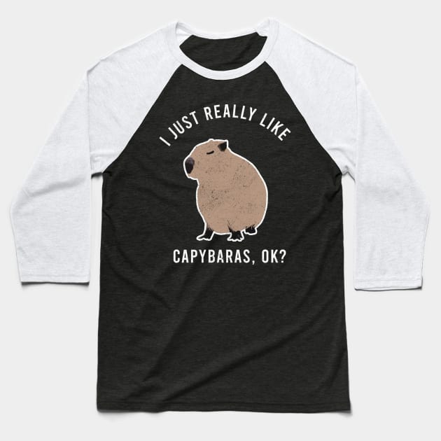 i just really like Capybaras Baseball T-Shirt by Collage Collective Berlin